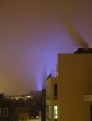 The foggy view of the town hall from my bedroom window