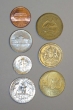 US coins (left), right Australian, British and Euro coins on the right for comparison