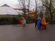 Walibi characters in the snow