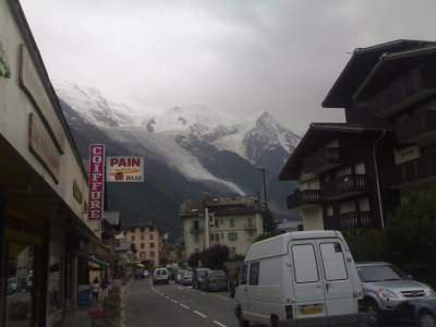 View of Mont Blanc down Rue Joseph Vallot