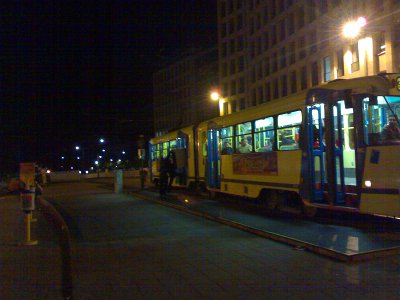 Fridge on tram (the door is still too narrow)