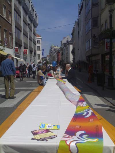 Giant Picnic Table (view down Rue du Midi towards Rue des Moineaux)