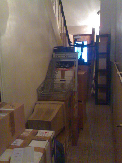 All my worldly goods stuffed into the entrance hall at the old building