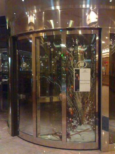 Broken doors at Charles de Gaulle Airport Hilton