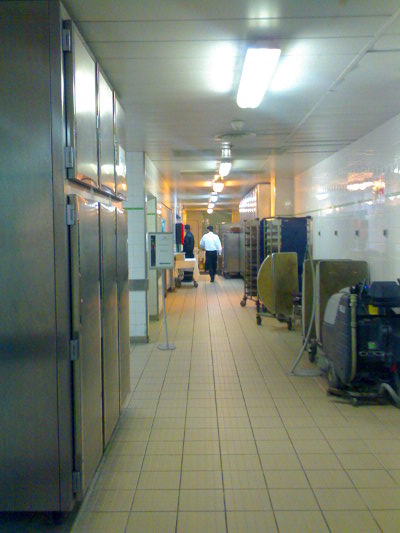 Service corridors at Charles de Gaulle Airport Hilton